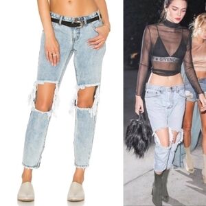 One Teaspoon Freebird Jeans In Blue Malt Light Wash Low Rise Destroyed Boho 25